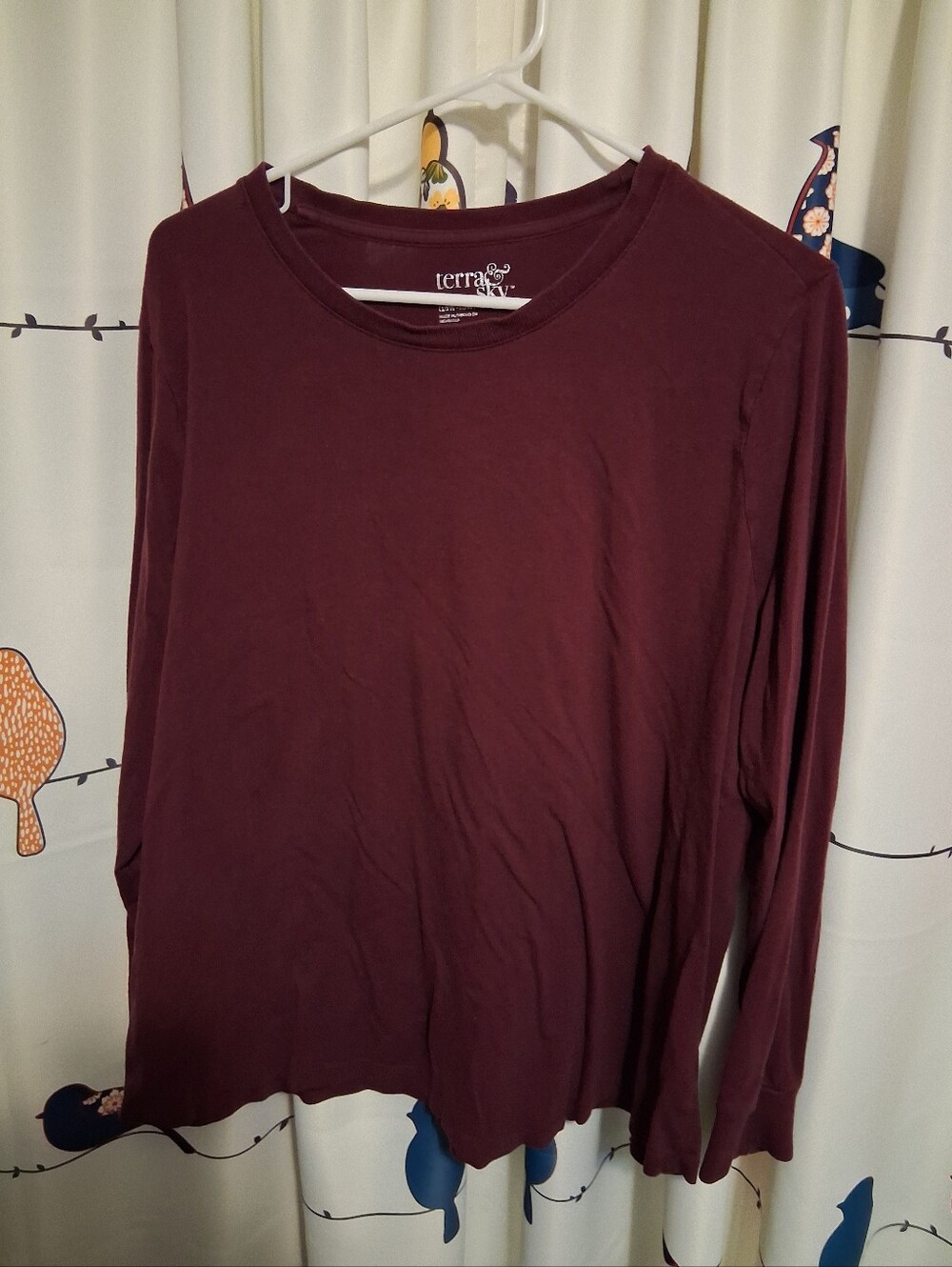 Terra & sky Women's Purple Long-Sleeve Crewneck Top Size XL